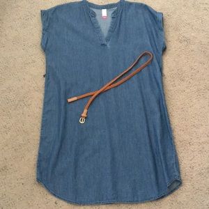 NO BOUNDARIES Shirt Dress Blue Denim Chambray Belted Size 11